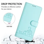 Cat Rat Embossed Pattern RFID PU Phone Case with Wrist Strap - Image 4