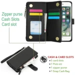 Wristband Holder Zipper Purse RFID Leather Phone Case - Image 4