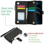 Wristband Holder Zipper Purse RFID Leather Phone Case - Image 4