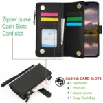 Wristband Holder Zipper Purse RFID Leather Phone Case - Image 4