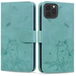 Cute Cat Embossed Leather Phone Case