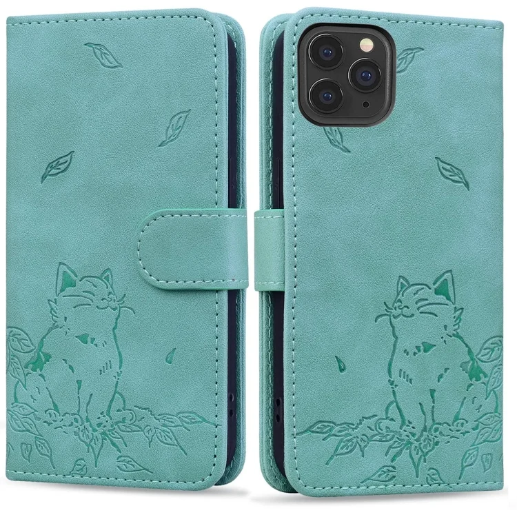 Cute Cat Embossed Leather Phone Case