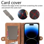 Geometric Zipper Wallet Side Buckle Leather Phone Case with Crossbody Lanyard - Image 5