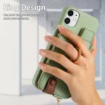 Litchi Leather Oil Edge Ring Zipper Wallet Back Phone Case - Image 3