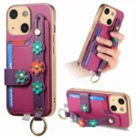 Stereoscopic Flowers Wristband Card Bag Phone Case