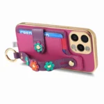 Stereoscopic Flowers Wristband Card Bag Phone Case - Image 3